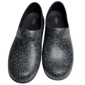 Crocs Dual Comfort Slip Resistant Work‎ Clogs Shoes Women Size 9 Black Speckle